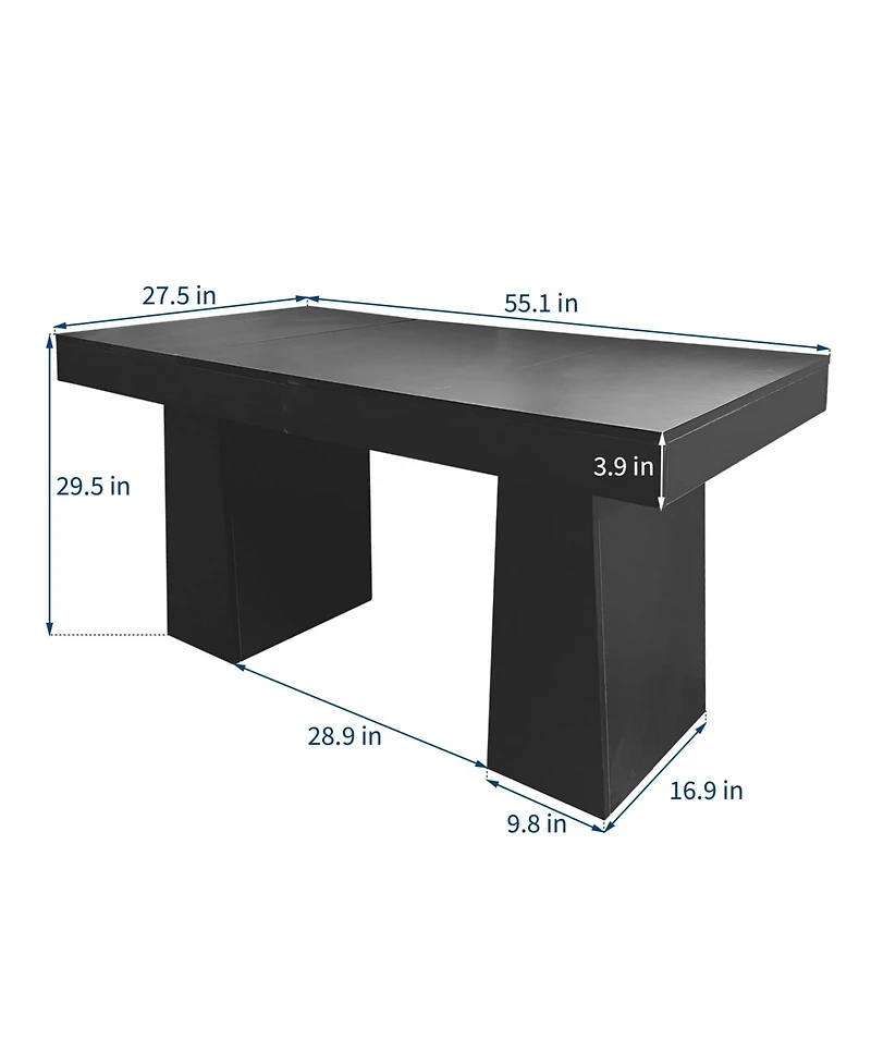gaomon 55 Inch Black Wood Executive Desk Modern Home Office Computer Desk Workstation Writing Table Business Conference Room Furniture
