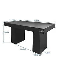 gaomon 55 Inch Black Wood Executive Desk Modern Home Office Computer Desk Workstation Writing Table Business Conference Room Furniture