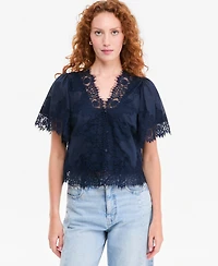 On 34th Women's Lace-Trim Button-Front Blouse, Macy's Exclusive