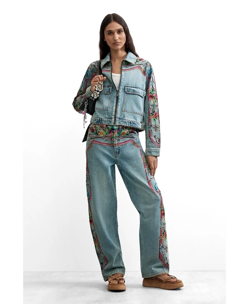 Desigual Women's Embroidered denim jacket cotton