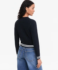 On 34th Women's Tipped Cable Crewneck Cardigan, Macy's Exclusive