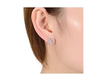 Rachel Glauber Elegant Cz Square Frame Stud Earrings