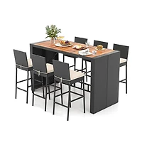 Boyel Living 7 Pieces Patio Rattan Bar Set with Seat Cushions for Porch Yard Garden