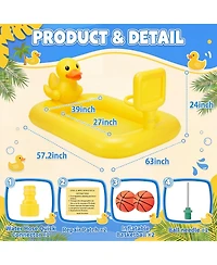 Aofar 63" Splash Pad Inflatable Duck Sprinkler Mat Water Basketball Game Pool Play Center Birthday Gift