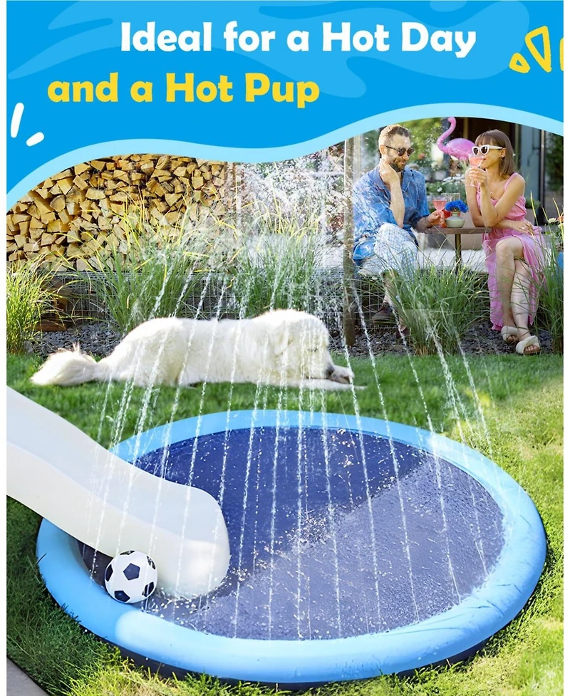 Aofar 97" Dog Splash Pad Sprinkler Pool Play Mat
