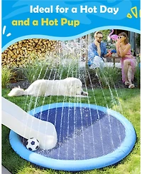 Aofar 97" Dog Splash Pad Sprinkler Pool Play Mat