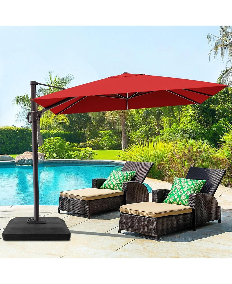 Pellebant Outdoor Patio 9X11Feet Aluminum Cantilever Umbrella with Umbrella Base