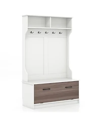 Gouun Multifunction Entryway Hall Tree with Seat Bench and Storage Cabinet