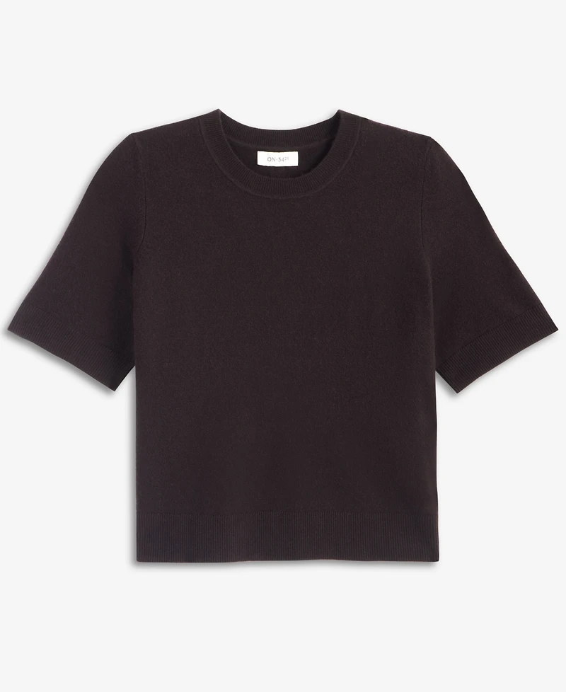 On 34th Women's Short-Sleeve Easy Crewneck Sweater Tee, Macy's Exclusive