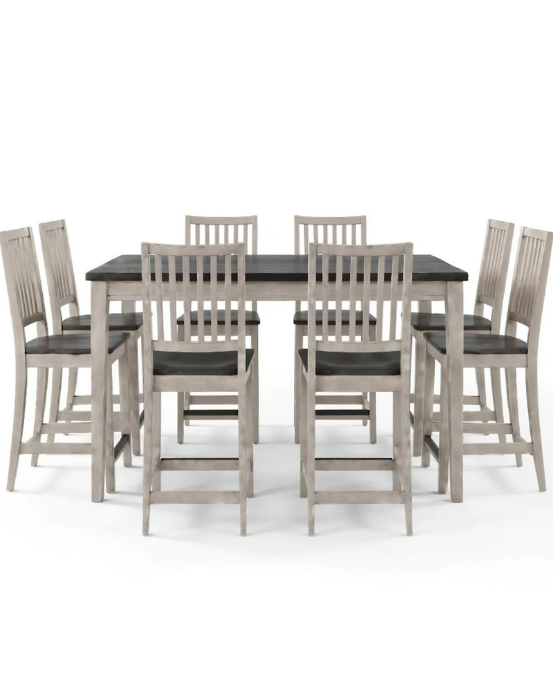 Dawnwood 9-Piece Wood Counter Height Dining Table and Side Chair Set