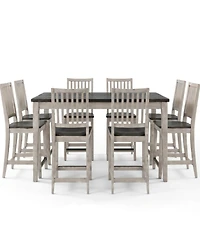 Dawnwood 9-Piece Wood Counter Height Dining Table and Side Chair Set