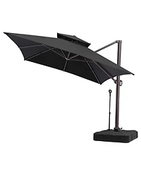 Pellebant Outdoor Patio 10X13Feet Aluminum Double Top Cantilever Umbrella with Rod Wheel Base