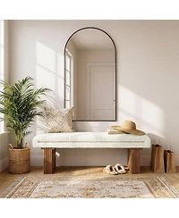Tribesigns Solid Wood Entryway Bench, 47" Modern End of Bed Bench for Bedroom, Footrest Ottoman Window Bench with Seating, Upholstered Storage Bench