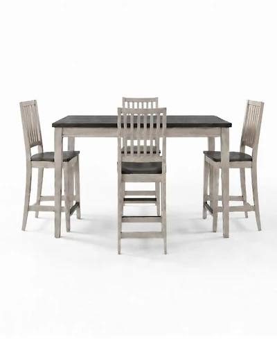 Dawnwood 5-Piece Wood Counter Height Dining Table and Side Chair Set