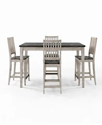 Dawnwood 5-Piece Wood Counter Height Dining Table and Side Chair Set