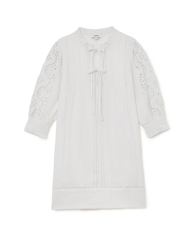 Reiss Women's Cotton Cheesecloth Broderie Mini Dress