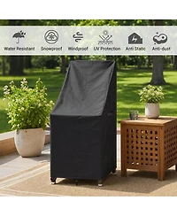 homfan Patio Chair Cover, 1 Pack, Silver-Coated 600D Oxford Fabric, Waterproof, Stackable, Fits 27" x 27" x 49" Chairs