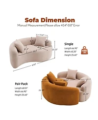 Sailvan S-Curved Chenille Sofa Loveseat, Dual-Depth, No Assembly, Compact for Small Spaces