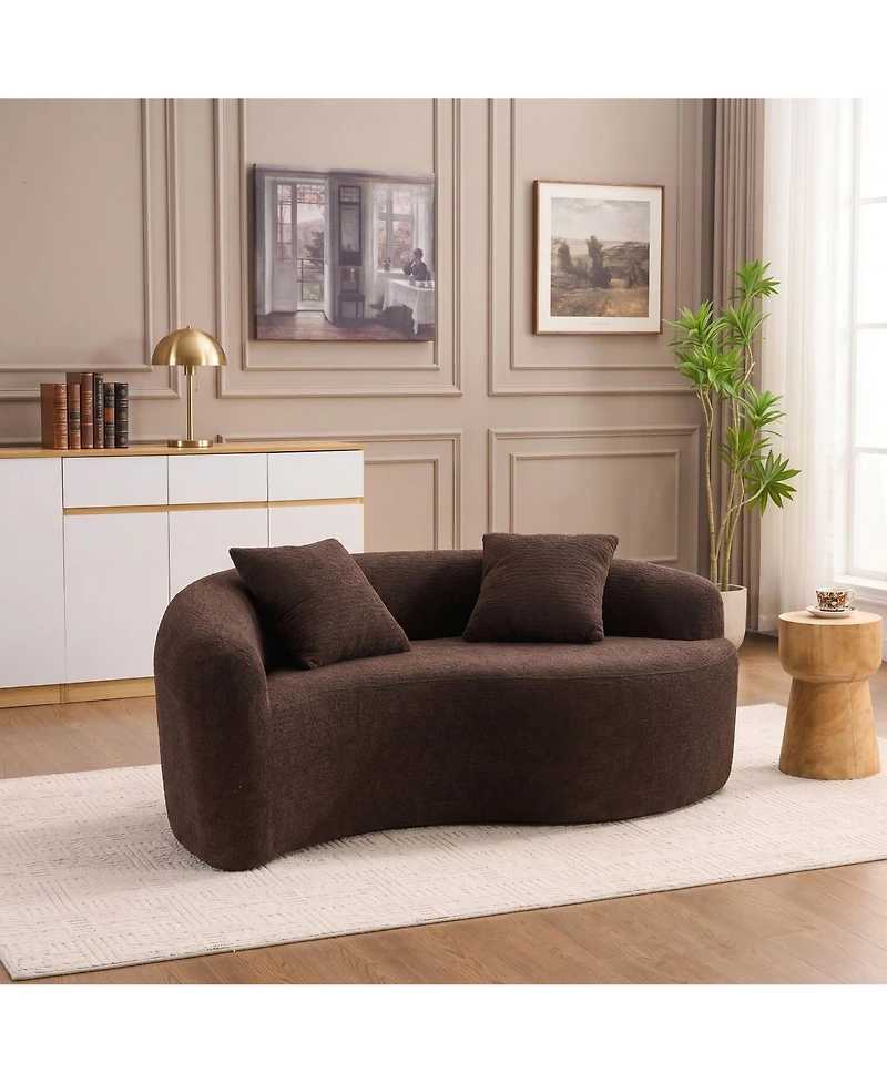 Sailvan S-Curved Chenille Sofa Loveseat, Dual-Depth, No Assembly, Compact for Small Spaces