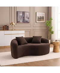Sailvan S-Curved Chenille Sofa Loveseat, Dual-Depth, No Assembly, Compact for Small Spaces