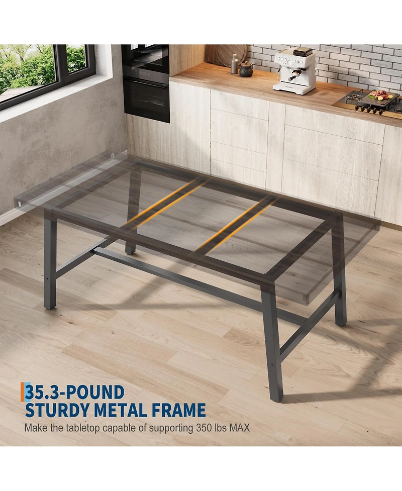 homfan Rectangular Dining Table for Industrial Kitchen with Metal Frame, Space-Saving or Work