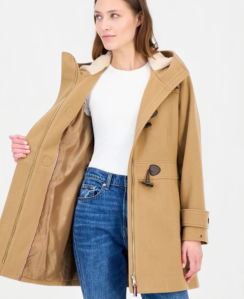 Tommy Hilfiger Women's Faux-Fur-Lined Hooded Toggle Coat