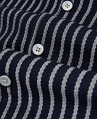 Reiss Men's Griff Textured Stripe Cuban Shirt