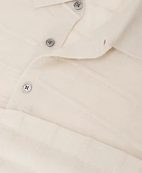 Reiss Men's Pallas Half Button Check Textured Polo Shirt