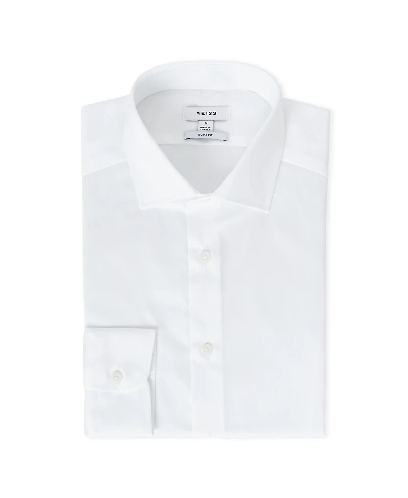 Reiss Men's Cotton-Satin Cutaway-Collar Slim-Fit Shirt