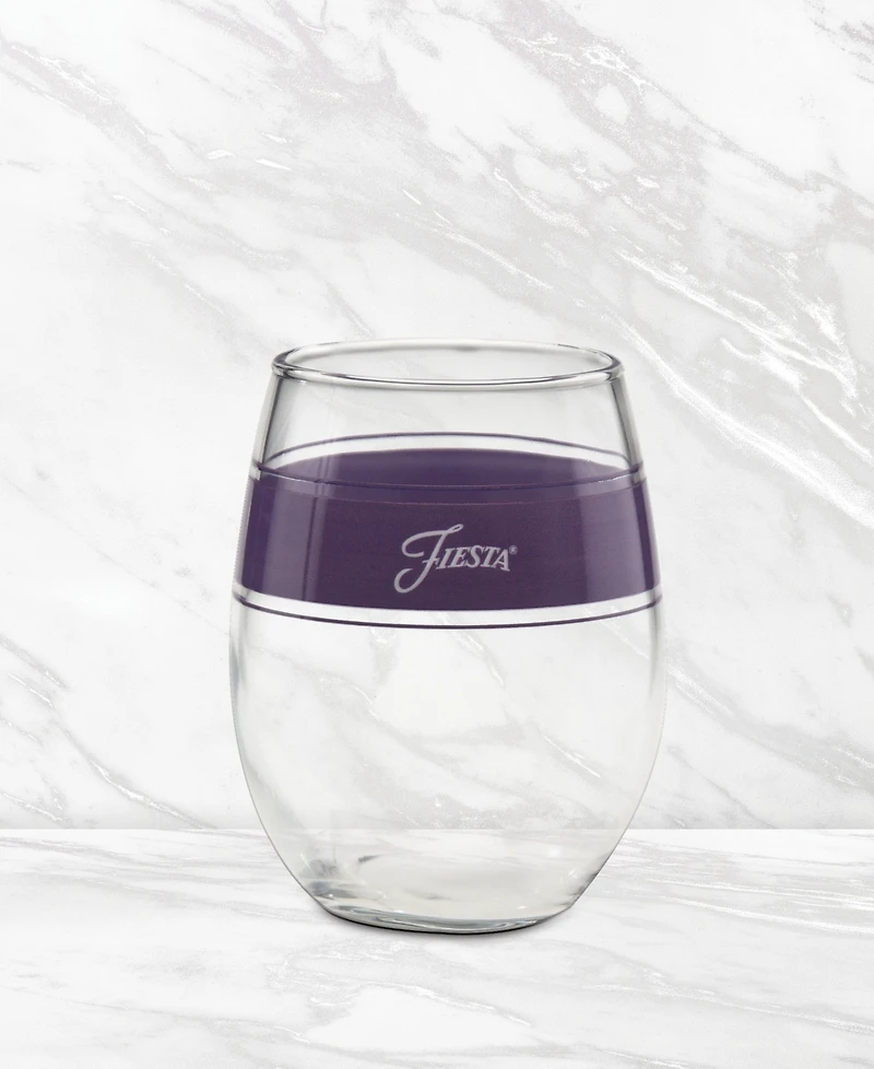 Fiesta Lavender Frame Stemless Wine Glasses, Set of 4