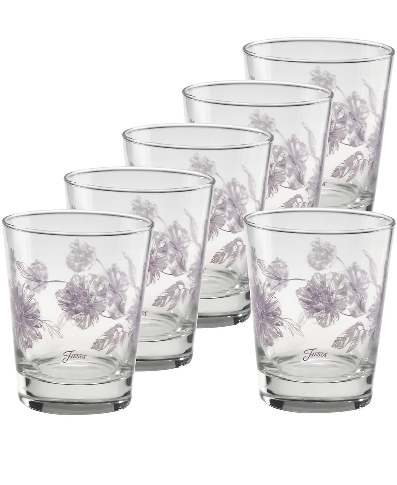 Fiesta Botanical Floral Lavender Double Old Fashioned Glasses, Set of 6
