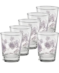 Fiesta Botanical Floral Lavender Double Old Fashioned Glasses, Set of 6