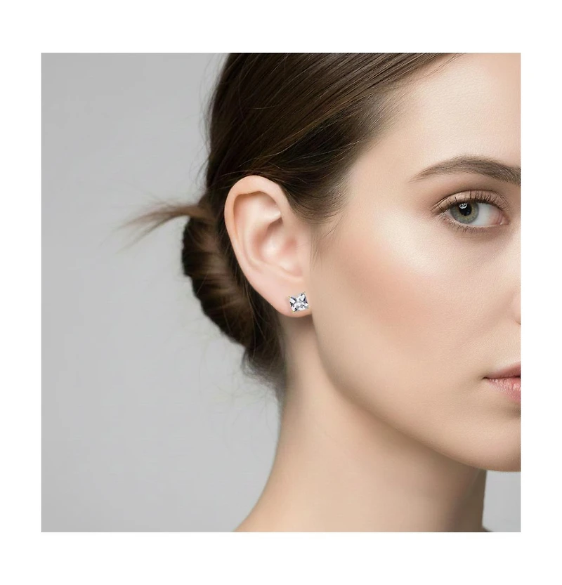 Sterling Silver Cubic Zirconia Square Studs