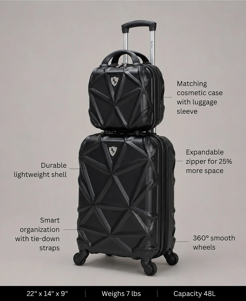 Amka Gem 2-Pc. Carry-On Hardside Cosmetic Luggage Set