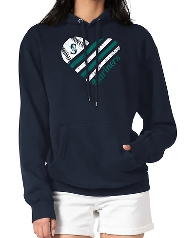 G-iii 4Her by Carl Banks Women's Navy Seattle Mariners Heart Fleece Pullover Hoodie