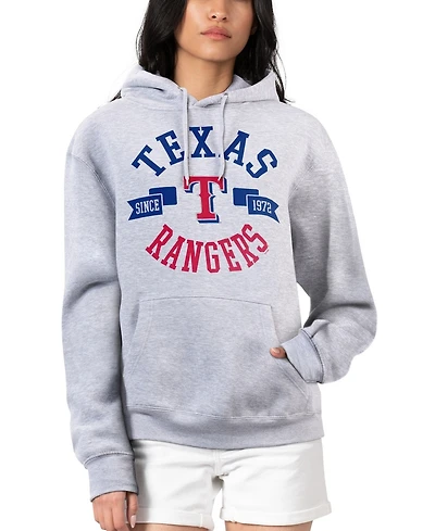 G-iii 4Her by Carl Banks Women's Heather Gray Texas Rangers City Graphic Pullover Hoodie