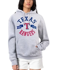 G-iii 4Her by Carl Banks Women's Heather Gray Texas Rangers City Graphic Pullover Hoodie