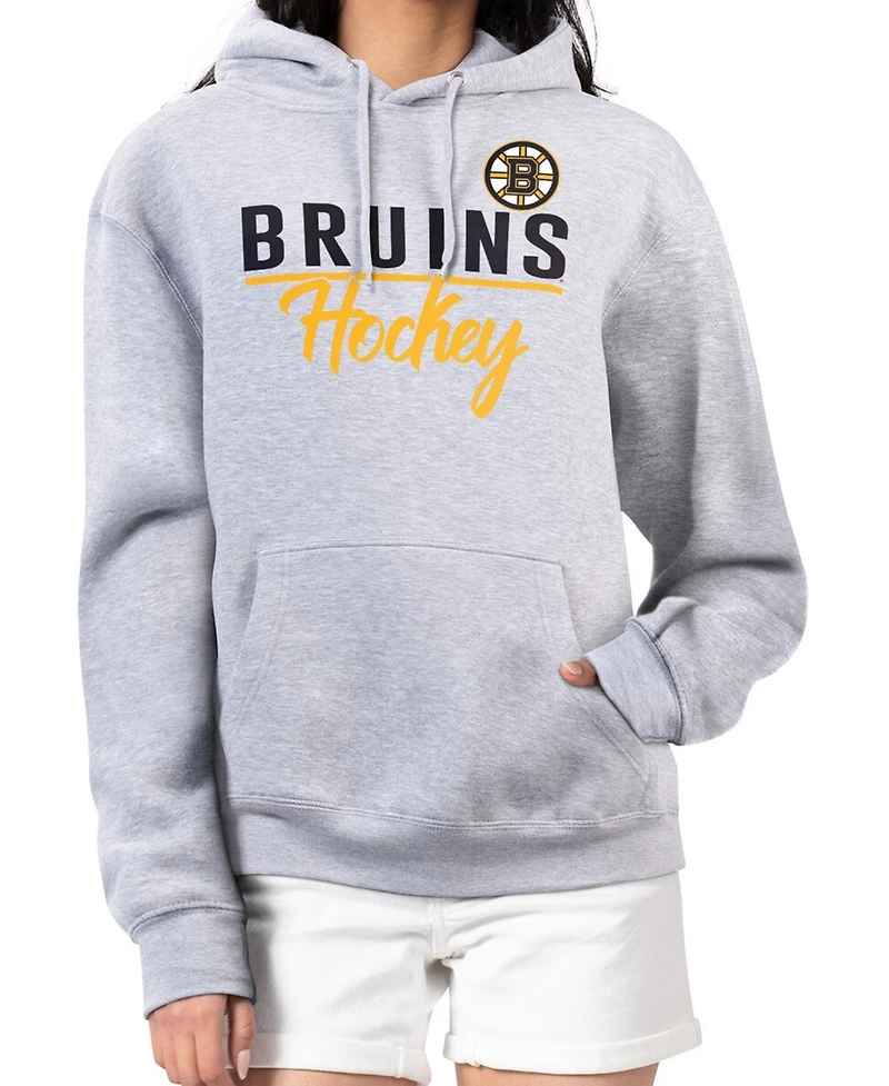 G-iii 4Her by Carl Banks Women's Heather Gray Boston Bruins Team Sport Tri-Blend Fleece Hoodie