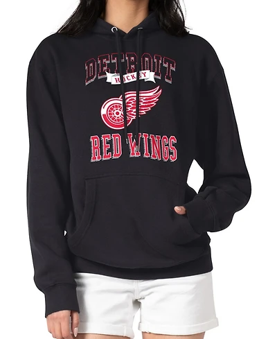 G-iii 4Her by Carl Banks Women's Red Detroit Red Wings Team Logo Tri-Blend Fleece Pullover Hoodie