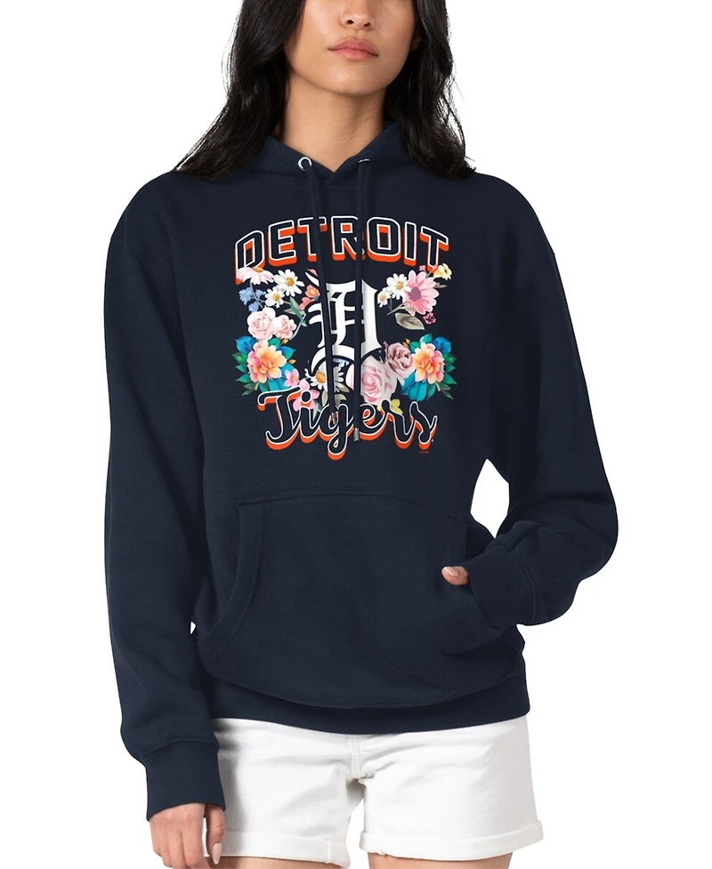 G-iii 4Her by Carl Banks Women's Navy Detroit Tigers Flowers Graphic Pullover Hoodie