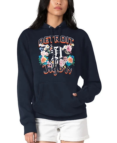 G-iii 4Her by Carl Banks Women's Navy Detroit Tigers Flowers Graphic Pullover Hoodie