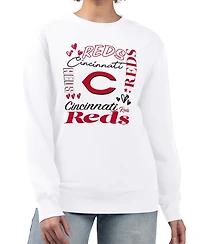 G-iii 4Her by Carl Banks Women's White Cincinnati Reds Collage Team Graphic Fleece Pullover Hoodie