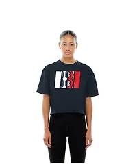 New Era Women's Navy Boston Red Sox Boxy Foil Logo T-Shirt