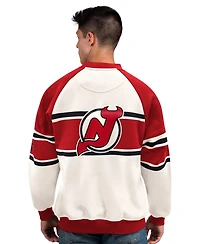 Starter Men's White New Jersey Devils Defense Fleece Crewneck Sweatshirt