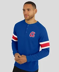 Darius Rucker Collection By Fanatics Men's Royal Atlanta Braves Waffle-Knit Raglan Long Sleeve Henley T-Shirt