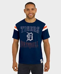 Darius Rucker Collection By Fanatics Men's Navy Detroit Tigers Distressed Sleeve Stripe T-Shirt