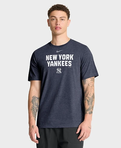 Nike Men's Heather Navy New York Yankees Stacked Tri-Blend T-Shirt