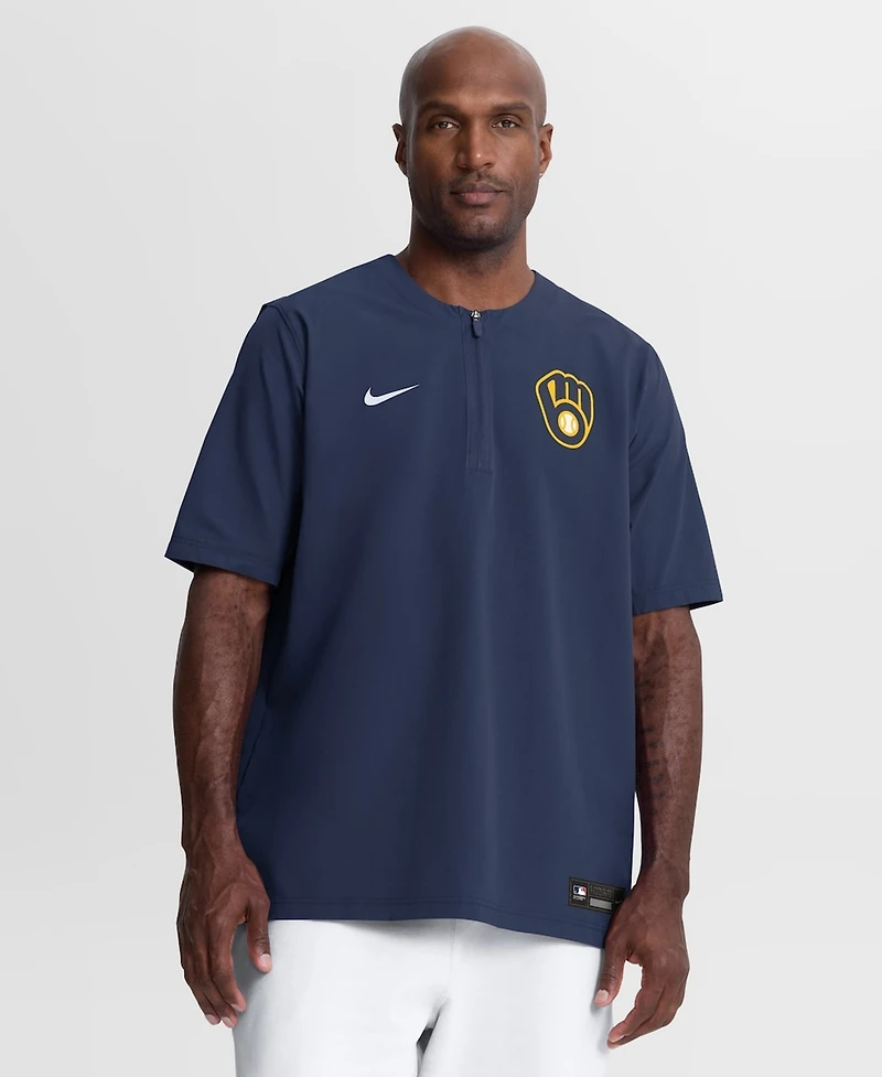 Nike Men's Navy Milwaukee Brewers Authentic Collection Dri-fit Quarter-Zip T-Shirt