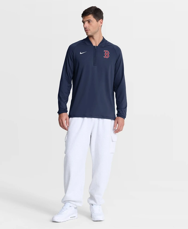 Nike Men's Navy Boston Red Sox Authentic Collection Dri-fit Raglan Half-Zip Pullover