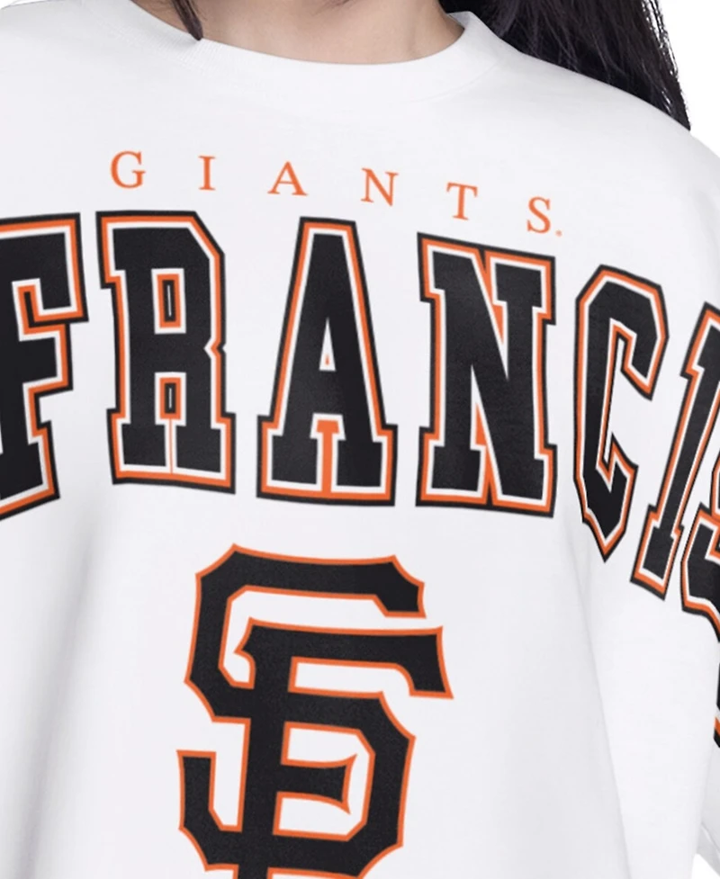 G-iii 4Her by Carl Banks Women's White San Francisco Giants Bleachers Cropped Pullover Sweatshirt